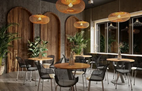 Render de interiorismo para espacio retail con diseño contemporáneo