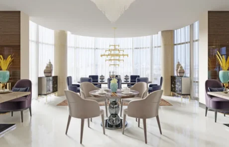 Visualización 3D de proyecto de hospitality con iluminación y materiales definidos